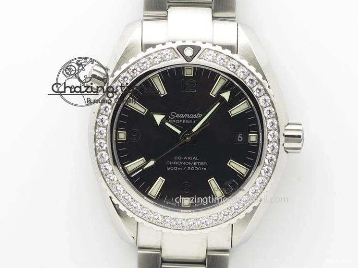 0427 Planet Ocean 45mm GMT DLC JHF Best Edition Black Dial On Rubber Strap A Durable 8194